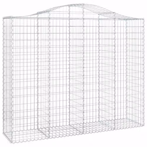 vidaXL Arched Gabion Basket in Silver Galvanised Steel, W: 200 cm, D: 50 cm, H: 160/180 cm