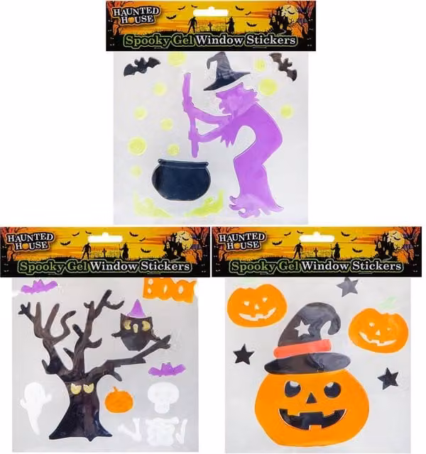 VFM e-Store Halloween Gel Window Stickers, 3 Pack, Multicolour – 1