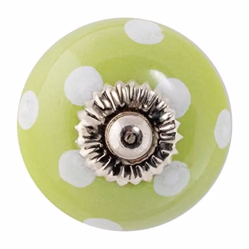Nicola Spring Polished Ceramic Cabinet Knob in Green and White