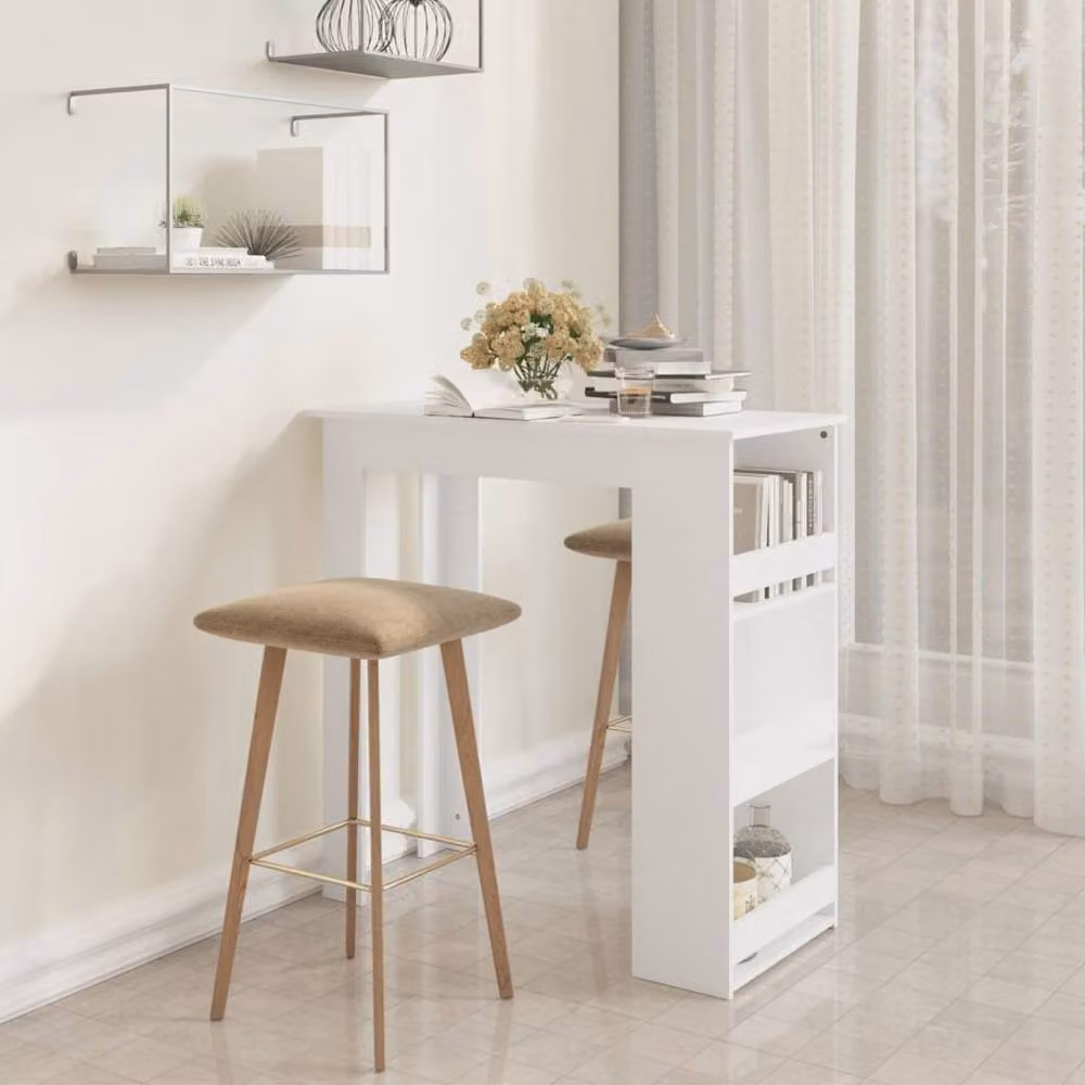 Berkfield Home Modern White Bar Table with Storage Rack, W/D/H: 102 x 50 x 103.5 cm – 2