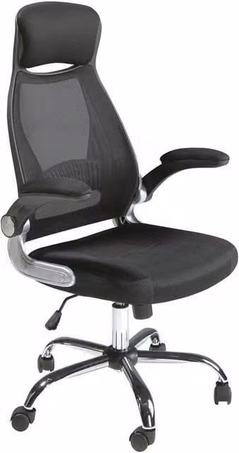 Angel Cerda Black Fabric Swivel Office Task Chair with Headrest and Armrests – 1