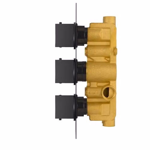 Bathroom Republic Orta Square Concealed Thermostatic Shower Valve with 3 Dials and 2 Outlets in Matt Black – 2