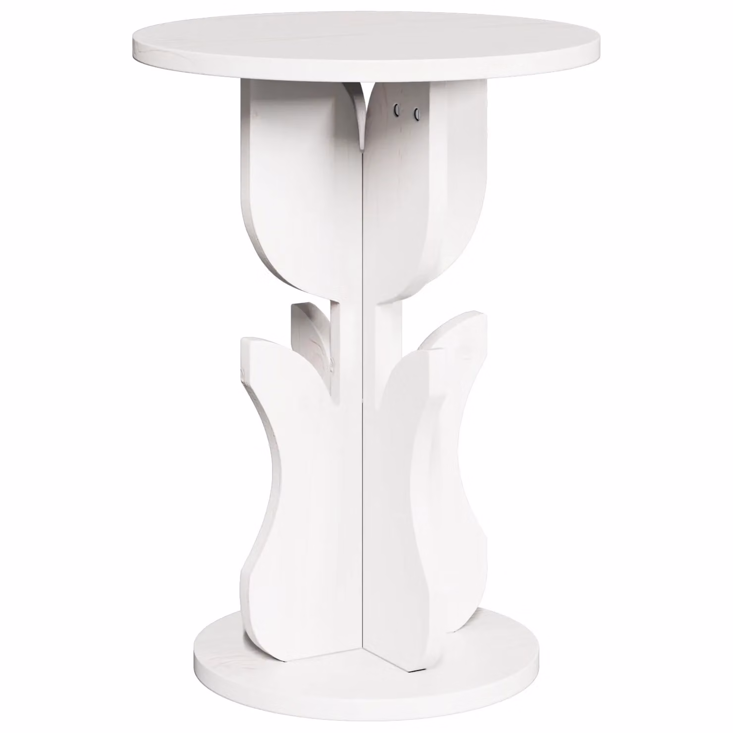 Berkfield Home White Solid Pine Wood Round Drop Leaf Side Table W/D/H: 39.5 x 39.5 x 53.5 cm – 2