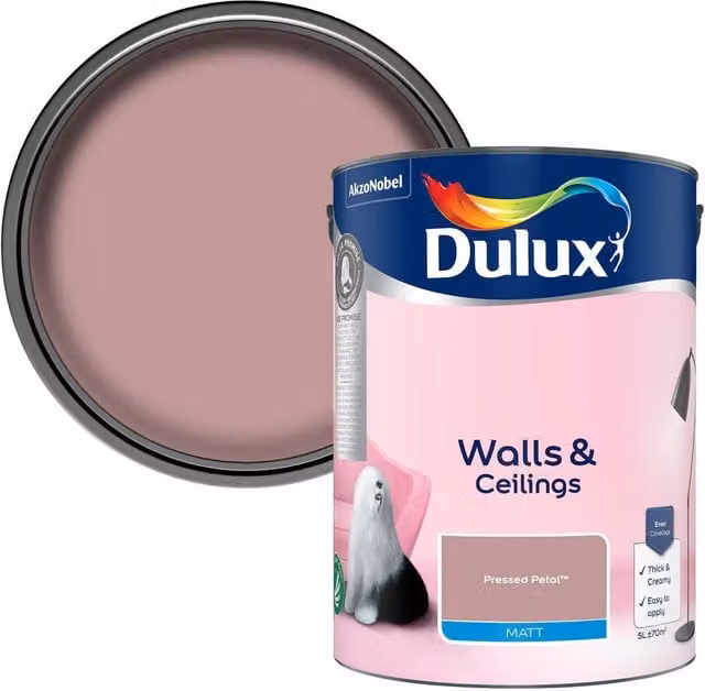 Dulux Walls and Ceilings Matt Emulsion Paint in Pressed Pleated Pink
