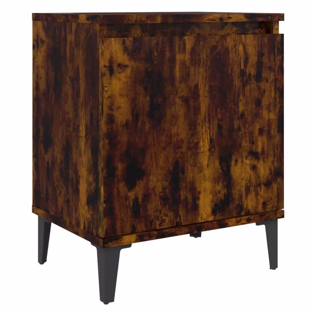 Berkfield Home Sturdy Bed Cabinet in Smoked Oak Brown with Metal Legs, W/D/H: 40 x 30 x 50 cm – 2