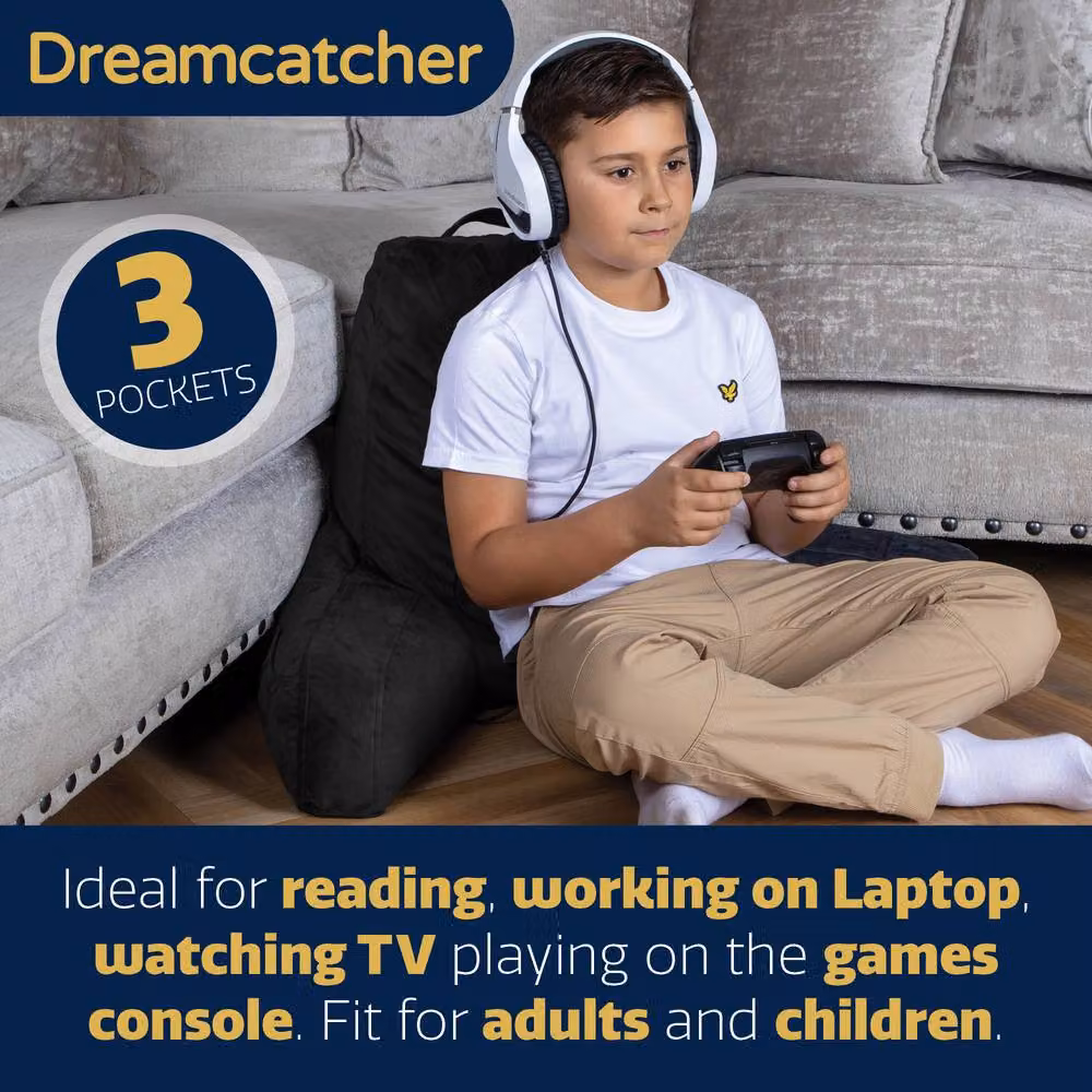 Dreamcatcher Black Velvet Memory Foam Wedge Reading Pillow with Removable Cover – 4