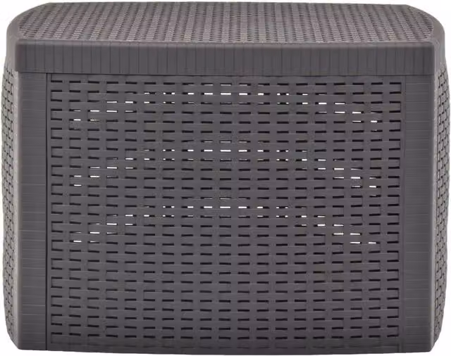 Berkfield Home Mocha Side Table in Grey Plastic and Rattan, W: 54 cm, D: 54 cm, H: 36.5 cm – 1