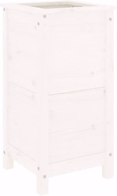 Berkfield Home White Solid Wood Pine Garden Planter Tub W: 40 cm, D: 40 cm, H: 78 cm