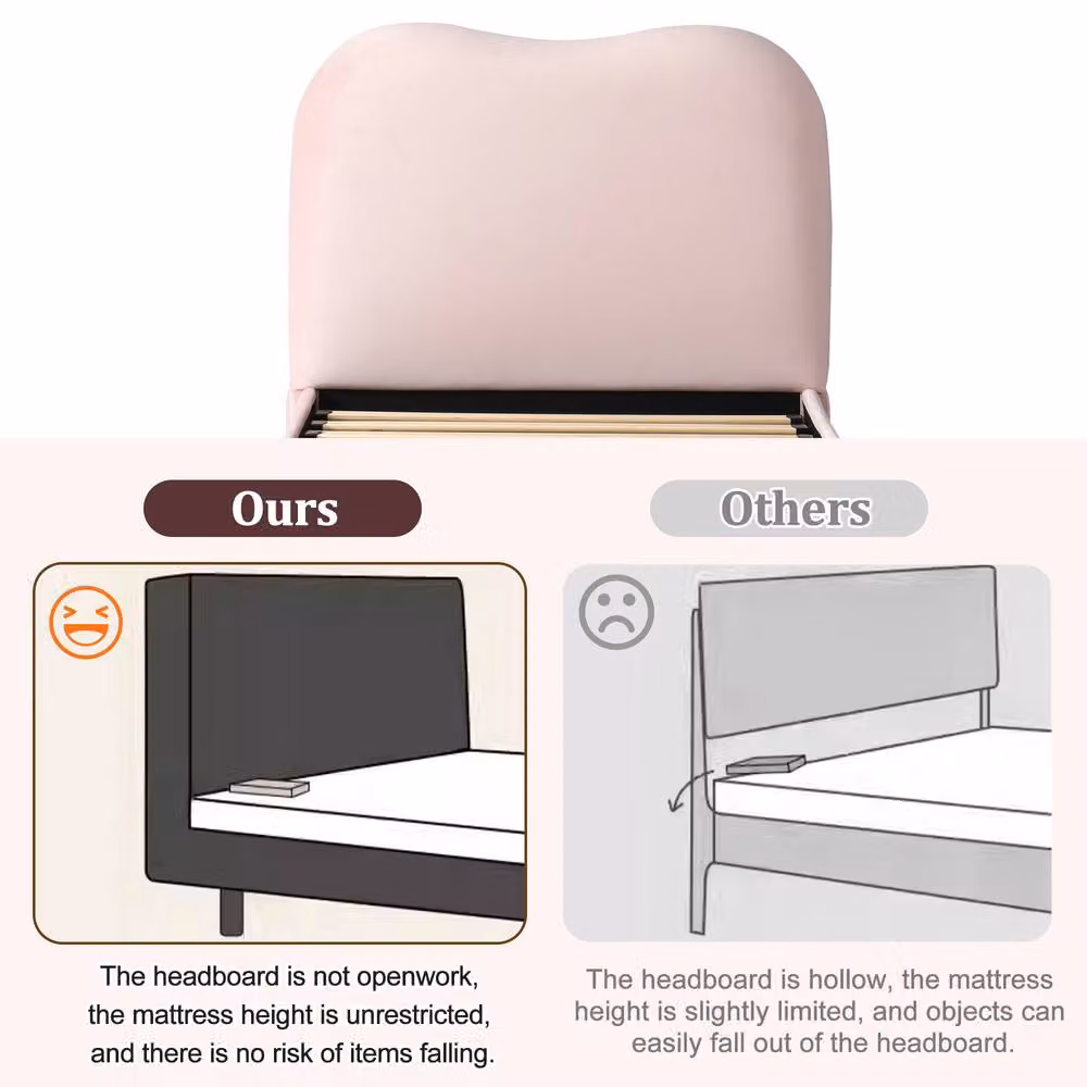 Matteo Pink Velvet Children's Single Bed with Hydraulic Storage and Upholstered Frame – 3