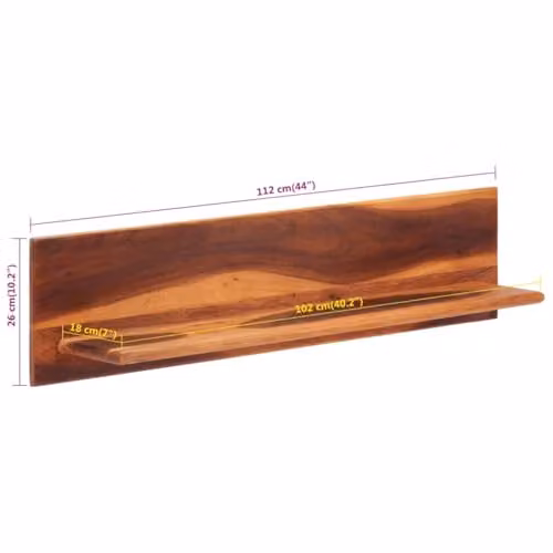 vidaXL Set of 2 Modern Wall Mounted Acacia Wood Shelves, Brown, W/D/H: 112 x 26 x 26 cm – 2