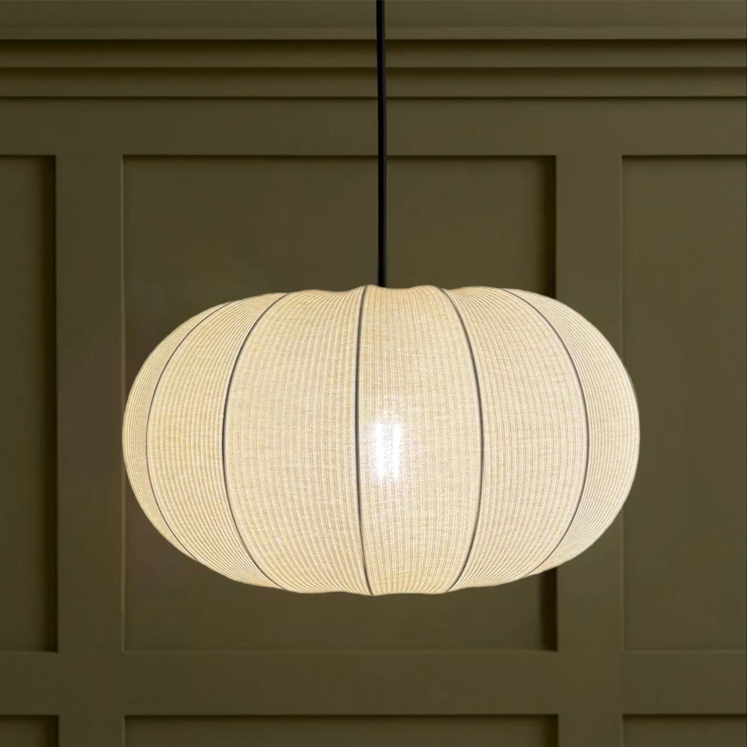 CGC Lighting Modern Oval Ribbed Cotton Fabric Lampshade in Beige – 2