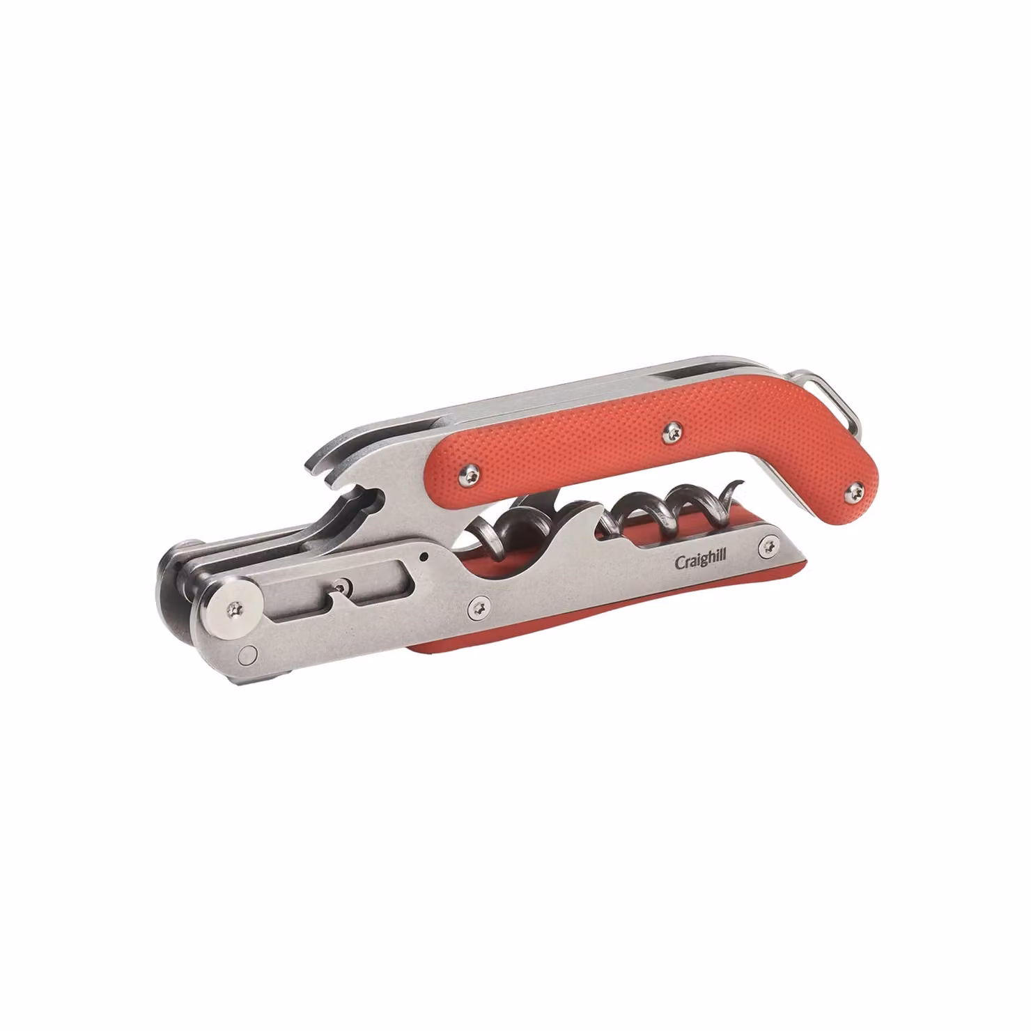 Craighill Best Wine Key Waiters Friend with Foil Cutter in Red Stainless Steel