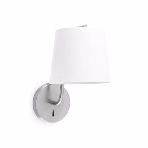 Faro Barcelona Berni 29328 White Modern Wall Light with Metal Body and Fabric Shade