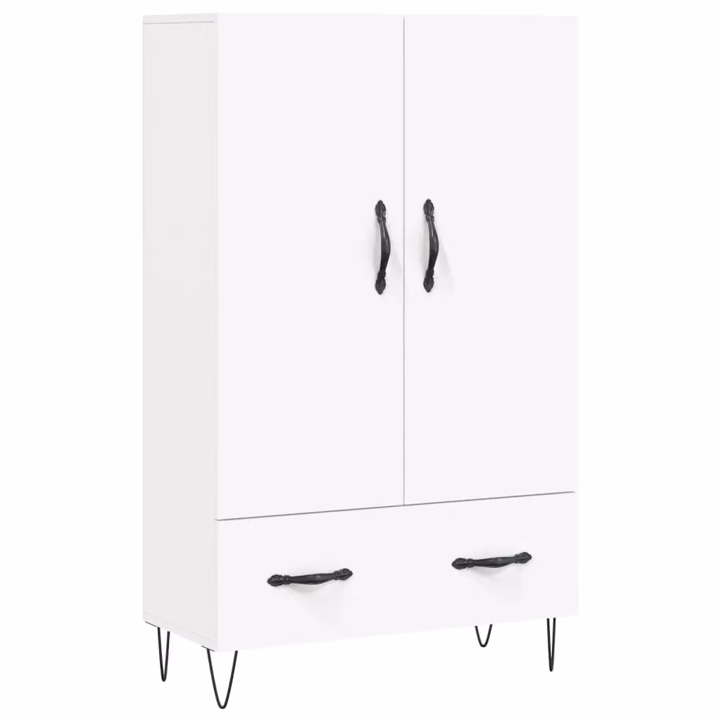 Berkfield Home Modern White Highboard with Hinged Doors and Internal Shelves, W: 69.5 cm, D: 31 cm, H: 115 cm – 2