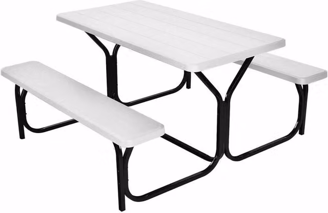 Kelvenix Modern Outdoor Picnic Table and Bench Set in White