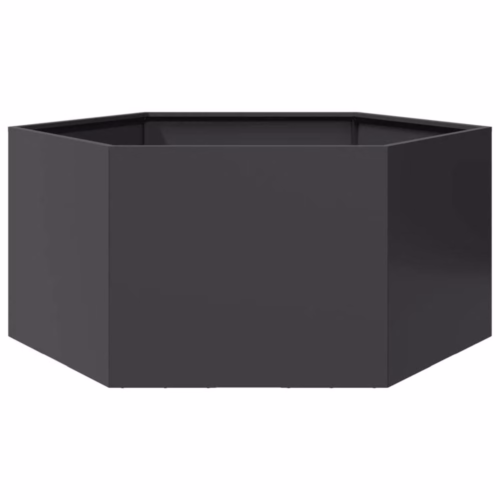 Berkfield Home Durable Steel Hexagon Garden Planter, Black, W: 104 cm, D: 90 cm, H: 45 cm – 2