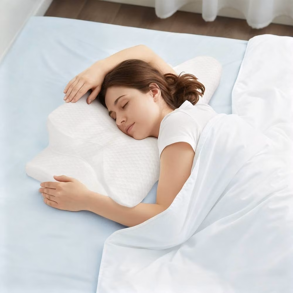 Lavio Orthopaedic Memory Foam Pillow in White with Removable Breathable Cover for Side, Back and Stomach Sleepers – 2