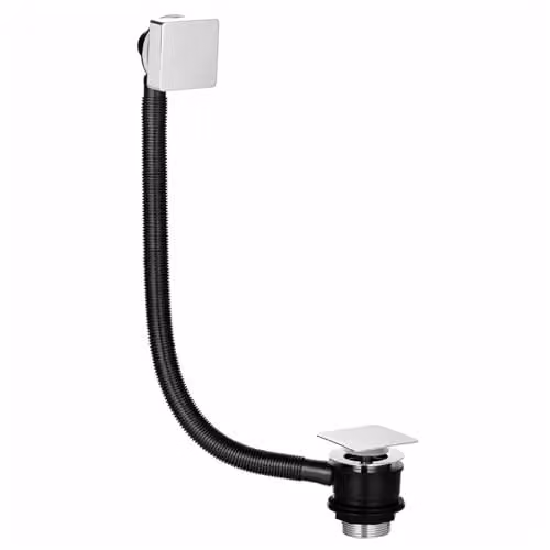Nes Home Chrome Square Sprung Bath Waste and Overflow in Silver