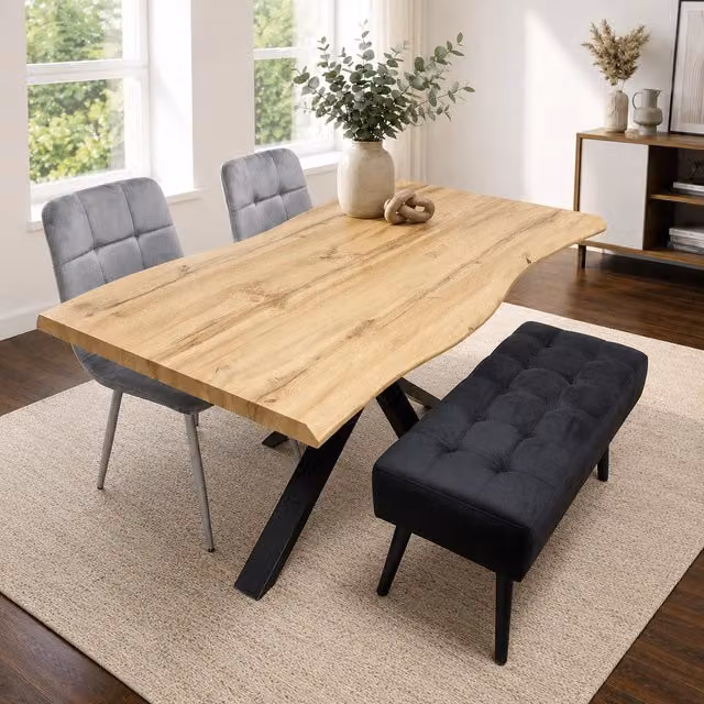 Kosy Koala Modern MDF Dining Set with Tufted Velvet Chairs and Bench in Grey