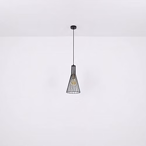 Globo Lighting Modern Metal Cone Pendant Lamp in Black and Gold/Brass, Height: 120 cm, E27 – 4