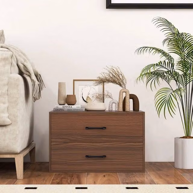KORVIXA Modern 2-Drawer Multi-Purpose Storage Cabinet in Brown, W/D/H: 100 x 100 x 100 cm – 1