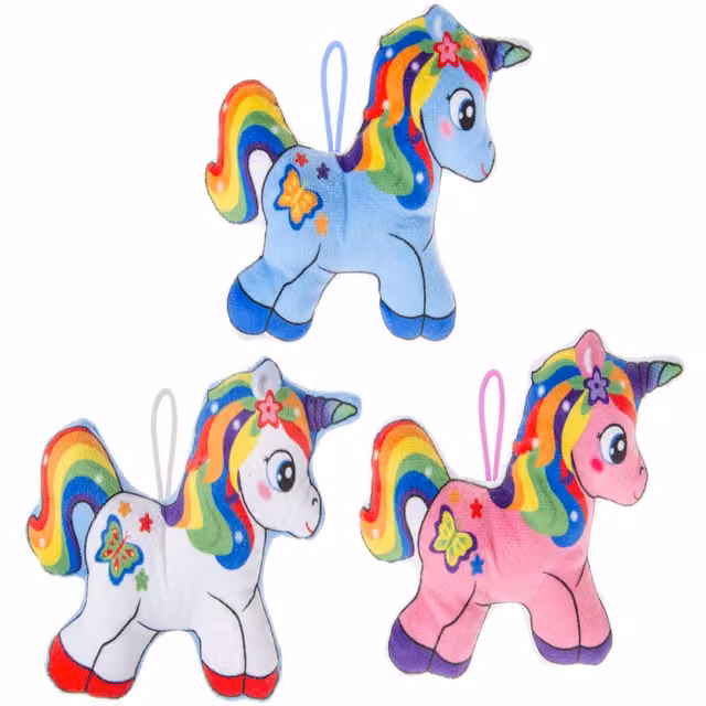 LG-Imports Single Plush Rainbow Unicorn Figure in White and Multicolour, W/H: 20.5 x 15 cm