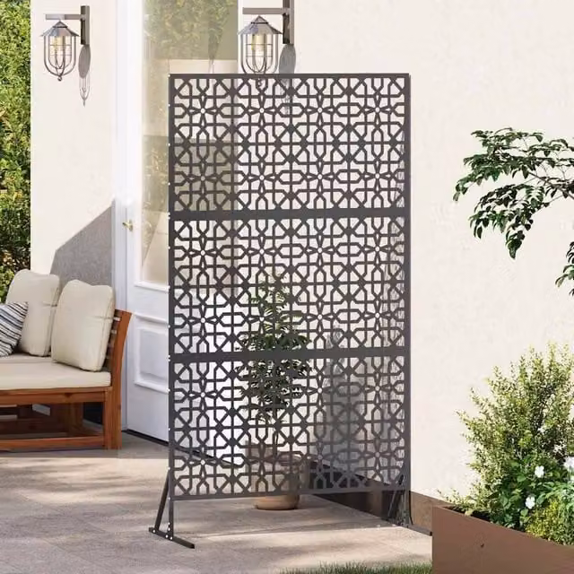 Berkfield Home Elegant Black Steel Privacy Screen, W: 100 cm, D: 50 cm, H: 180 cm – 1