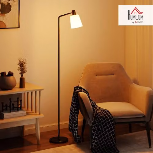 HOMCOM Modern LED Floor Lamp with Adjustable Head and CCT, Black – 2