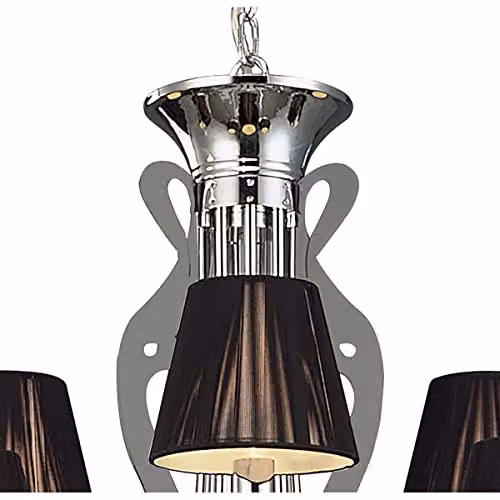 Netlighting Inspired Mantra Acanto Round 9 Light Pendant, Polished Chrome with Black and Grey Fabric Shades, E14 – 4