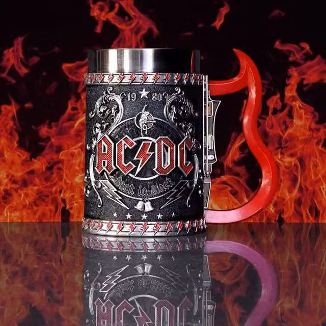 Nemesis Now ACDC Back in Black Tankard Mug in Black and Red, Height: 15.5 cm