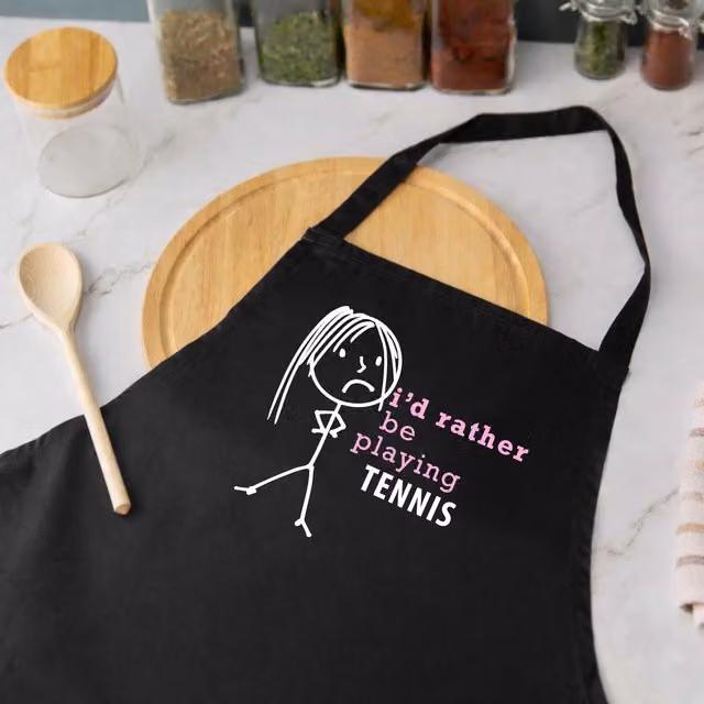 60 SECOND MAKEOVER Women's I'd Rather Be Playing Tennis Apron in Black – 1