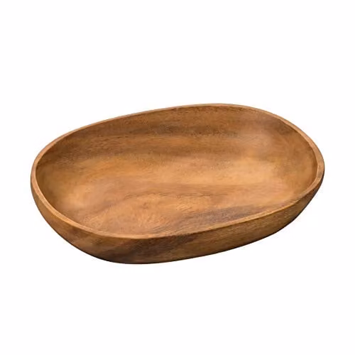 Orsina Kora Oval Serving Bowl in Brown Solid Wood – 1
