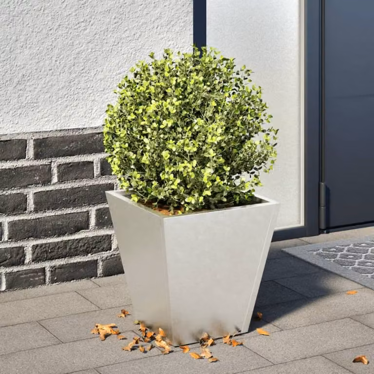 Berkfield Home Durable Stainless Steel Garden Planter Tub in Silver, W/D/H: 30 x 30 x 30 cm