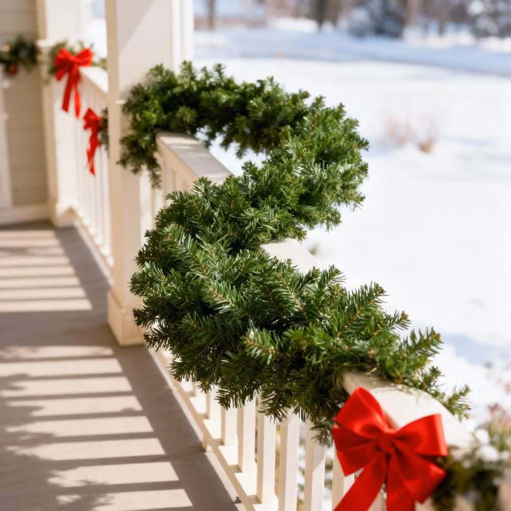 Shatchi Alaskan Green Christmas Garland, 2-Pack of Thick and Bushy Festive Foliage Decor – 7