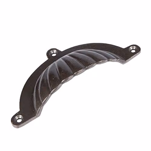 Hammer and Tongs Fluted Cabinet Drawer Pull in Matt Grey Iron, W: 13.0 cm, H: 6.0 cm – 1