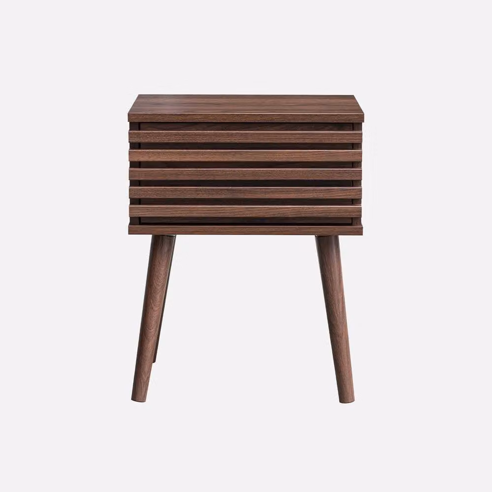 sweeek Pair of Scandi-style Bedside Tables with Grooved Wood Effect in Dark Brown, W/D/H: 40 x 29 x 50.5 cm – 2