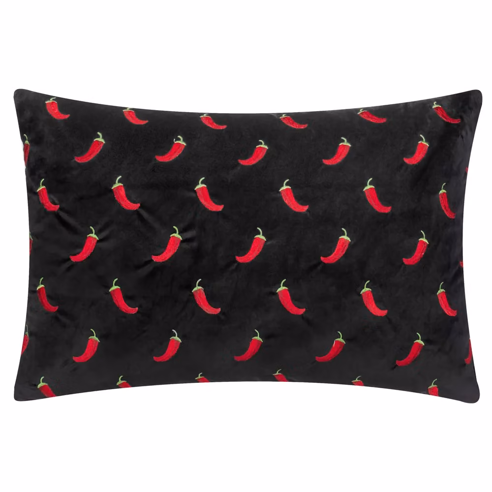 Riva Home Graphic Velvet Cushion in Black and Red, W: 60 cm, H: 40 cm, D: 40 cm – 2