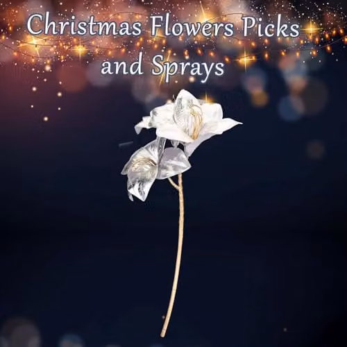 VFM e-Store Silver Amaryllis Christmas Floral Spray Decoration, W: 22 cm, H: 56 cm – 2