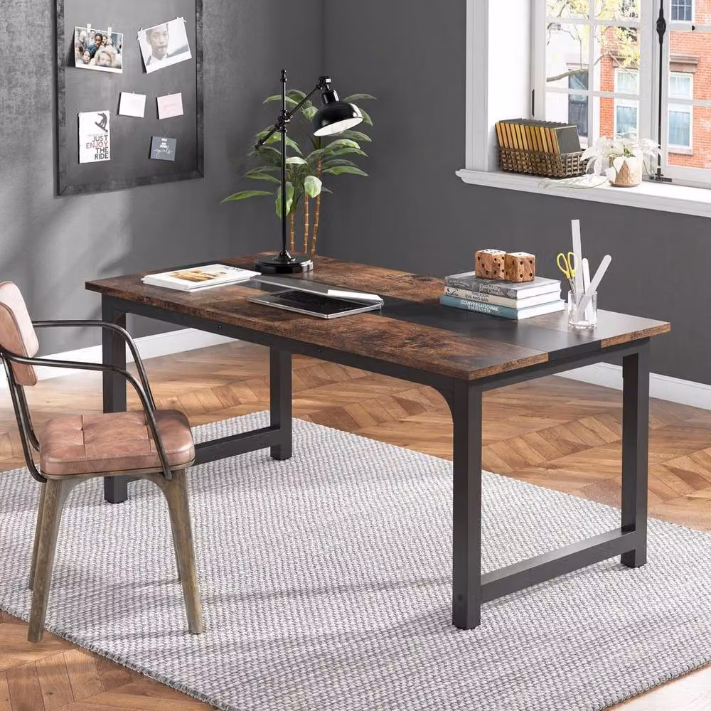 KORVIXA Modern Executive Computer Desk in Brown – 4