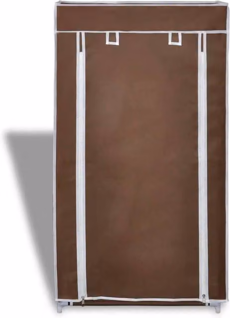 Berkfield Home Fabric Shoe Cabinet with Cover, Brown, W: 58 cm, D: 28 cm, H: 106 cm