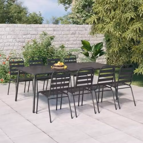 vidaXL Extendable Rectangular Garden Table in Anthracite Powder Coated Steel, W: 200 cm, D: 100 cm, H: 71 cm – 2