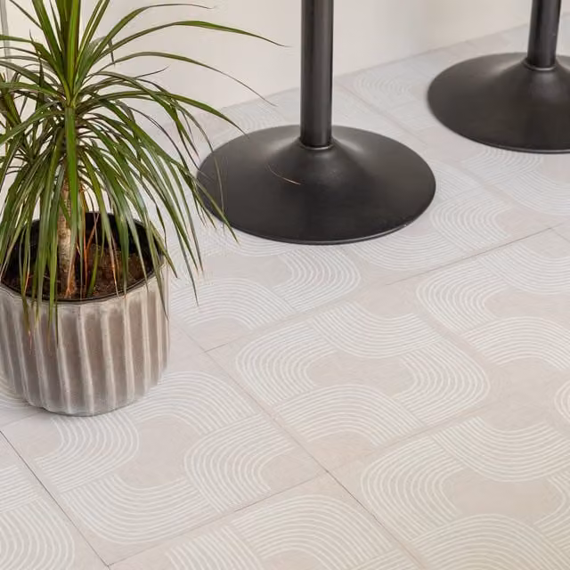 d-c-fix Soft Angles Self-adhesive Vinyl Floor Tiles, Beige, W: 30.48 cm x D: 30.48 cm