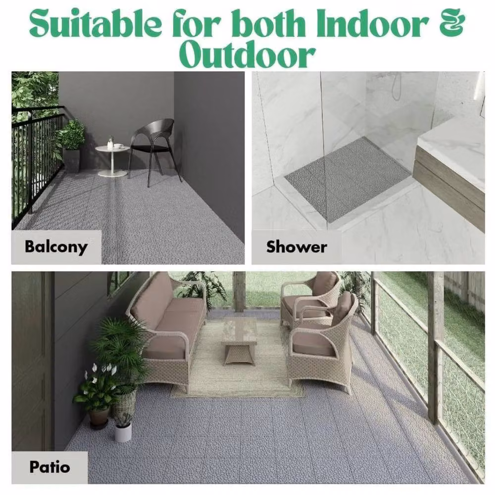 SPETLEK Cobblestone Effect Floor Tiles, Grey, Pack of 8 – 2