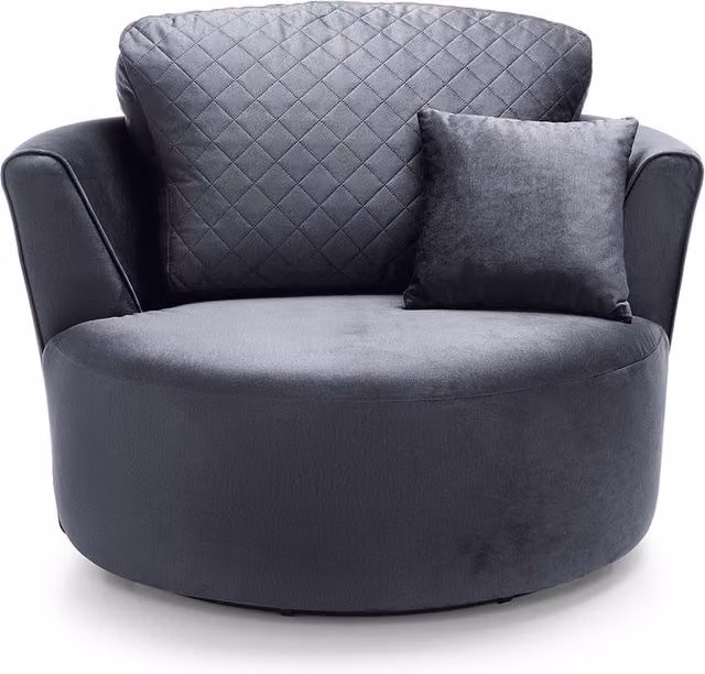 Abakus Direct Chicago Grey Velvet Swivel Tub Chair with Armrests