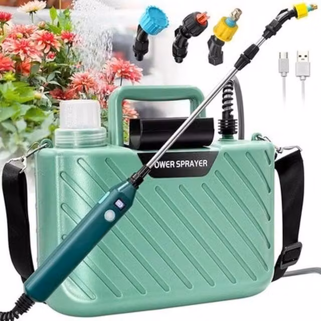 NESTLUNE 5L USB Electric Garden Pressure Sprayer in Green with Rechargeable Battery – 1