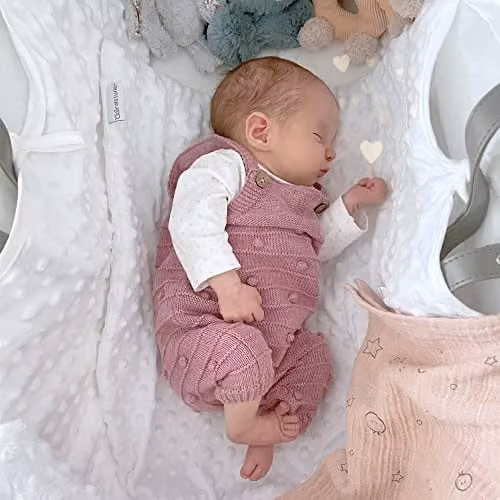 Clair de Lune Dimple Palm Moses Basket with Natural Folding Stand, White, W: 75 cm, D: 28 cm – 2
