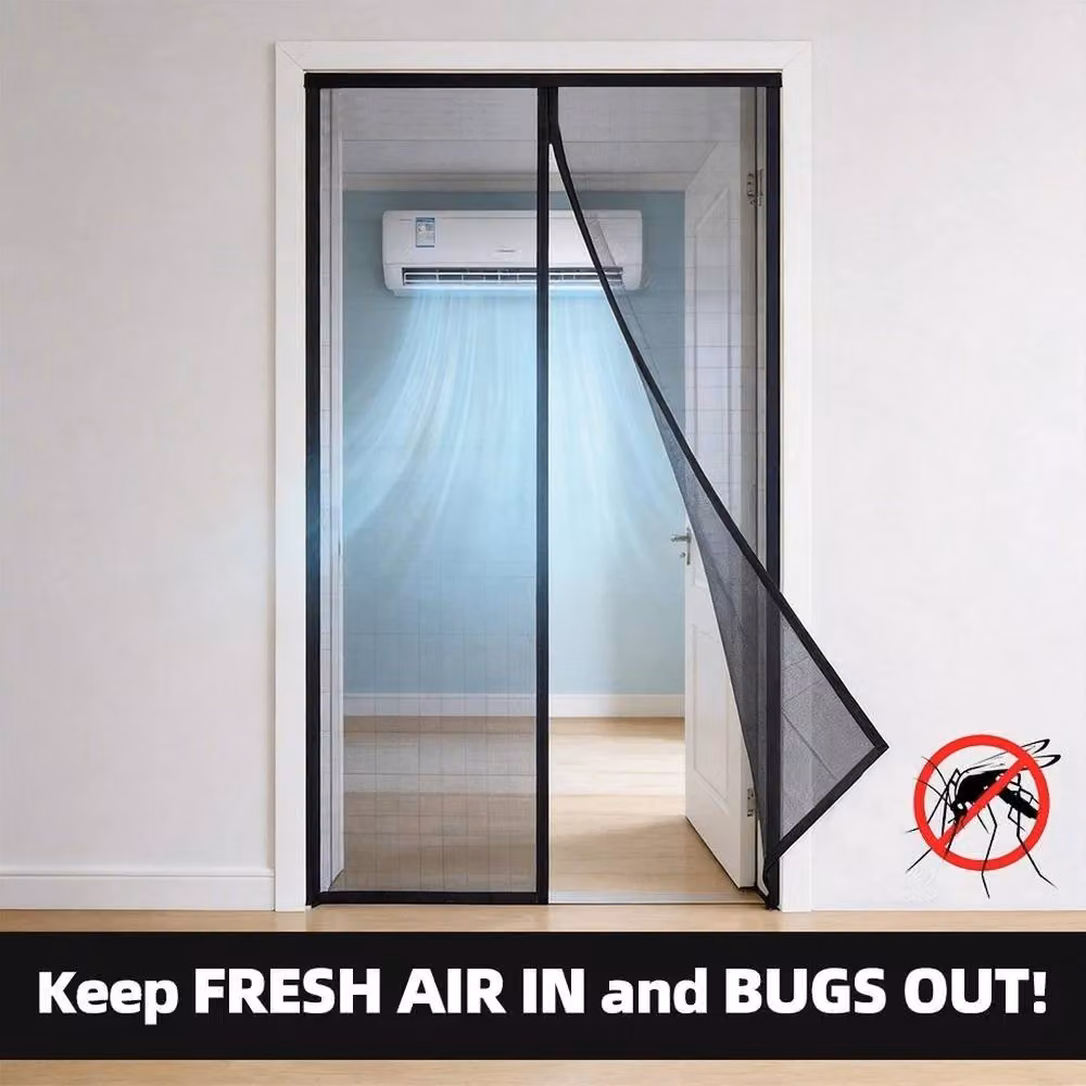 NESTLUNE Heavy Duty Magnetic Insect Proof Door in Black, W: 100 cm, H: 210 cm – 3