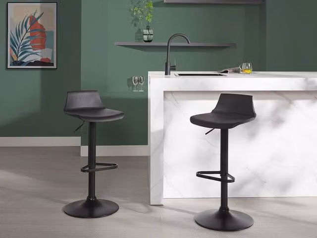 Vente-unique CALAS Set of 2 Black Polypropylene and Metal Bar Stools