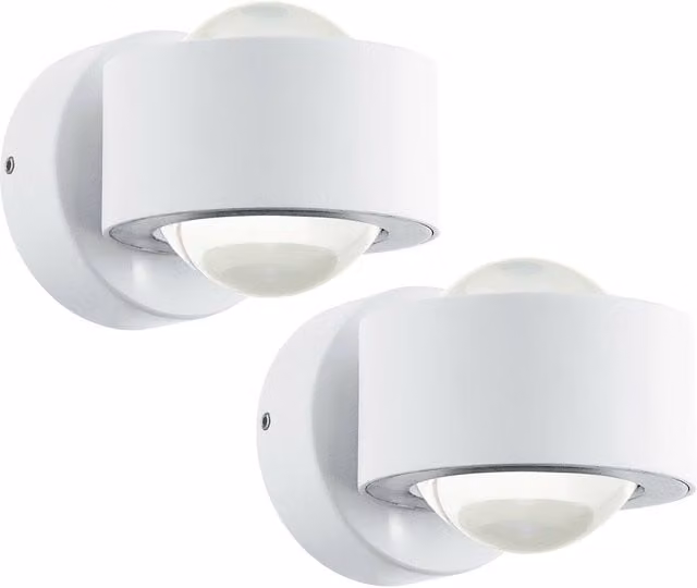 Loops 2 Pack Modern White Aluminium and Transparent Plastic LED Up and Down Wall Lights with 2.5W Bulbs Included – 1