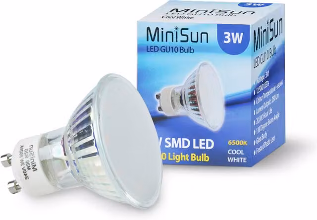 ValueLights 3 Pack GU10 Glass LED 3W 6500K Cool White Bulbs